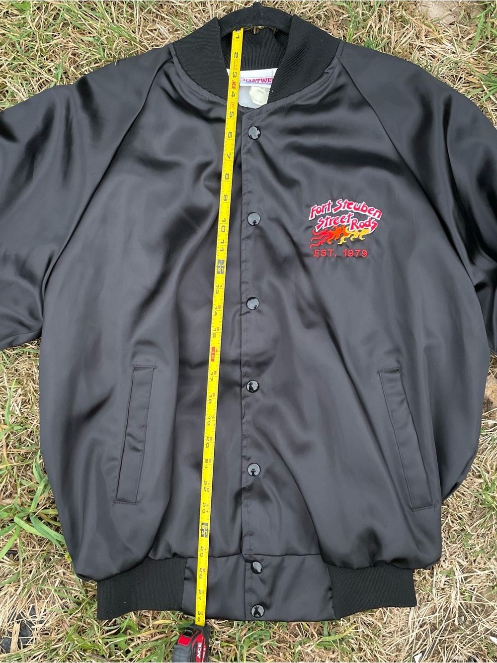 Vintage 90’s Black Embroidered Flame Bomber Size L - Picture 4 of 6